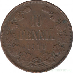 Монета. Русская Финляндия. 10 пенни 1910 год.