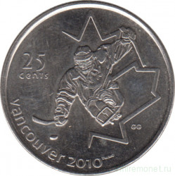 Монета. Канада. 25 центов 2009 год. X зимние паралимпийские игры. Ванкувер 2010. Хоккей на санях.