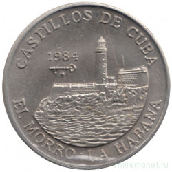 Монета. Куба. 1 песо 1984 год. Замки Кубы - Эль-Морро (Гавана).