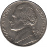  Монета. США. 5 центов 1993 год. Монетный двор D. ав.