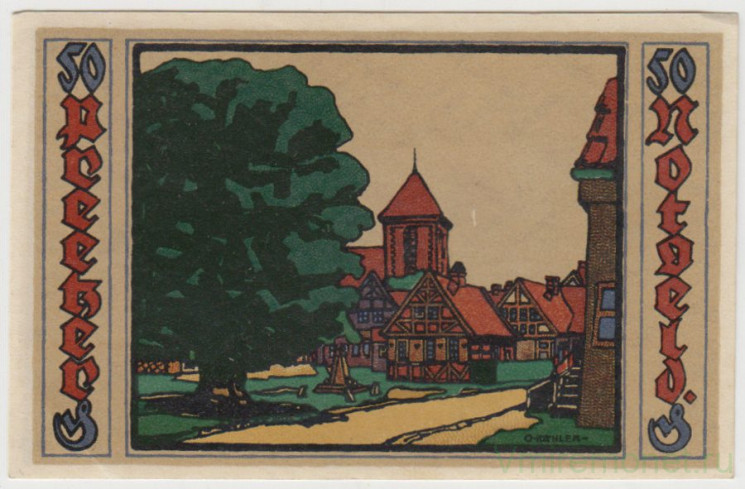 Бона. Нотгельд. Германия. Город Преетц. 50 пфеннигов 1921 год. Вариант 1071.3.2.