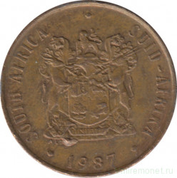 Монета. Южно-Африканская республика (ЮАР). 2 цента 1987 год.