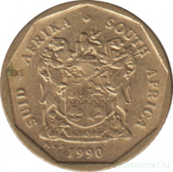 Монета. Южно-Африканская республика (ЮАР). 10 центов 1990 год.