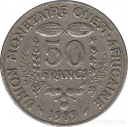 Монета. Западноафриканский экономический и валютный союз (ВСЕАО). 50 франков 1989 год.