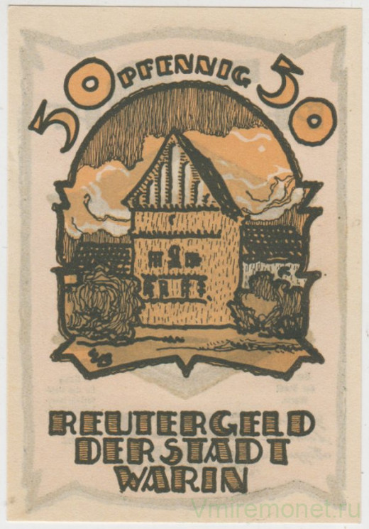 Бона. Нотгельд. Германия. Город Варин. 50 пфеннигов 1922 год. Вариант 1378.2.3.