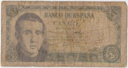 Банкнота. Испания. 5 песет 1951 год. Тип 140.