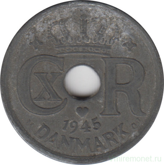 Монета. Дания. 25 эре 1945 год.