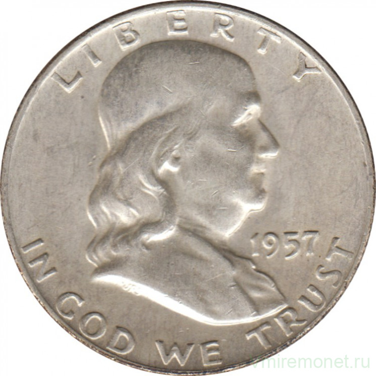 Монета. США. 50 центов 1957 год. Франклин. Монетный двор D.