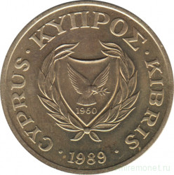 Монета. Кипр. 20 центов 1989 год.