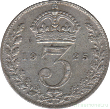 Монета. Великобритания. 3 пенса 1925 год.