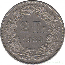 Монета. Швейцария. 2 франка 1989 год.