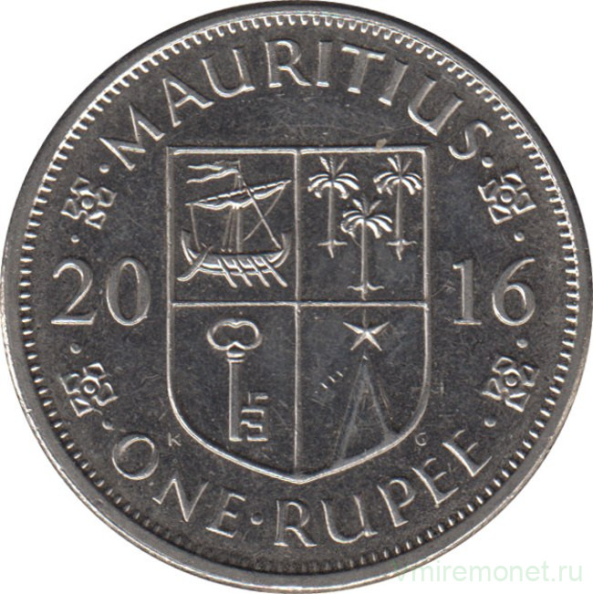 Монета. Маврикий. 1 рупия 2016 год.