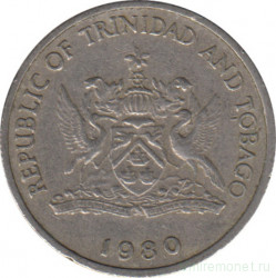 Монета. Тринидад и Тобаго. 25 центов 1980 год.