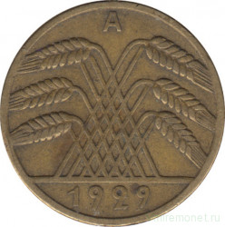 Монета. Германия. Веймарская республика. 10 рейхспфеннигов 1929 год. Монетный двор - Берлин (А).