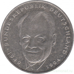 Монета. ФРГ. 2 марки 1994 год. Вилли Брандт. Монетный двор - Штутгарт (F).