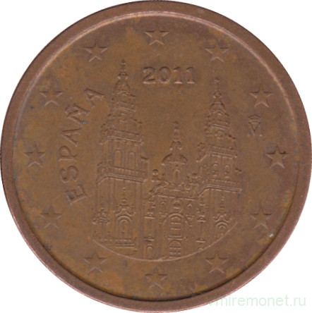 Монета. Испания. 2 цента 2011 год.