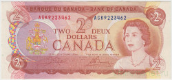 Банкнота. Канада. 2 доллара 1974 год. Тип 86b. Три буквы в номере.