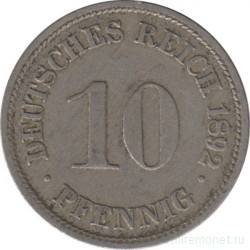 Монета. Германия (Германская империя 1871-1922). 10 пфеннигов 1892 год. (D).
