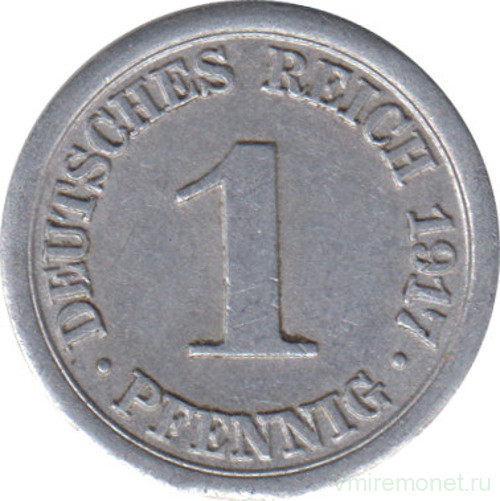 Монета. Германия (Германская империя 1871-1922). 1 пфенниг 1917 год. (D).