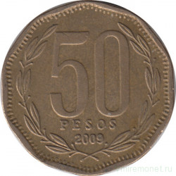 Монета. Чили. 50 песо 2009 год.