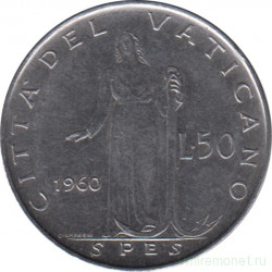 Монета. Ватикан. 50 лир 1960 год.
