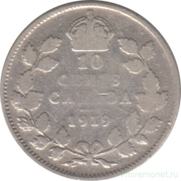Монета. Канада. 10 центов 1919 год.