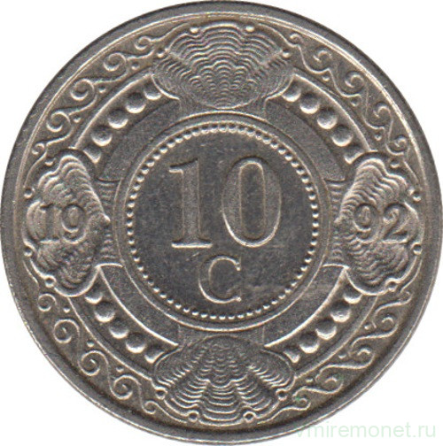 Монета. Нидерландские Антильские острова. 10 центов 1992 год.