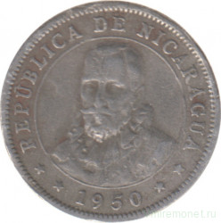 Монета. Никарагуа. 10 сентаво 1950 год.