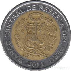 Монета. Перу. 2 соля 2011 год.