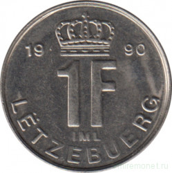 Монета. Люксембург. 1 франк 1990 год.