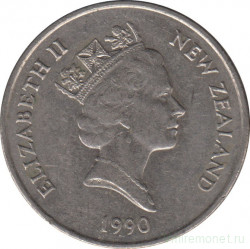 Монета. Новая Зеландия. 20 центов 1990 год.