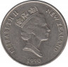 Монета. Новая Зеландия. 20 центов 1990 год. ав.