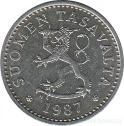 Монета. Финляндия. 10 пенни 1987 N год.