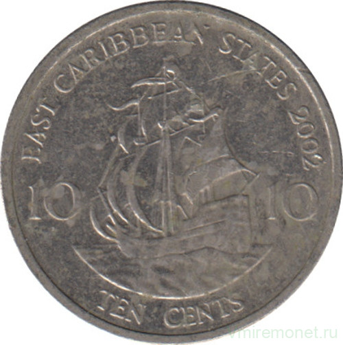 Монета. Восточные Карибские государства. 10 центов 2002 год.