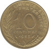  Монета. Франция. 10 сантимов 1983 год. ав.