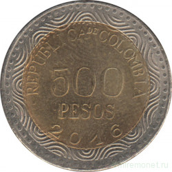 Монета. Колумбия. 500 песо 2016 год.