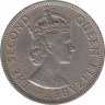 Монета. Малайя и Британское Борнео (Малайзия). 50 центов 1961 год. Без отметки монетного двора. Гурт - рубчатый с желобом. рев.