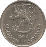 Аверс. Монета. Финляндия. 1 марка 1980 год.