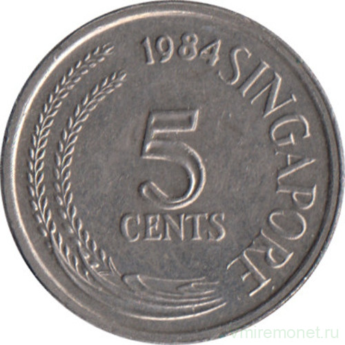 Монета. Сингапур. 5 центов 1984 год. Магнитная.