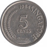 Монета. Сингапур. 5 центов 1984 год. Сталь с медно-никелевым покрытием. ав.