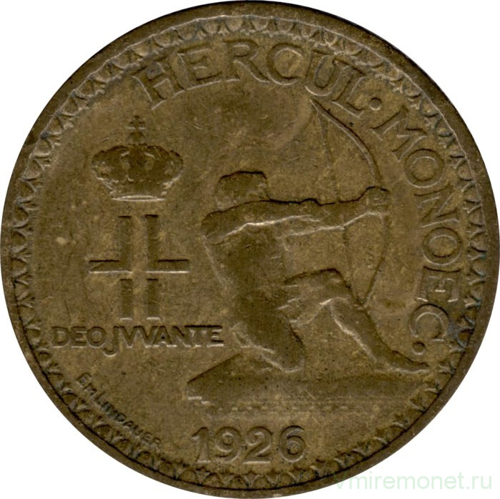 Монета. Монако. 2 франка 1926 год.