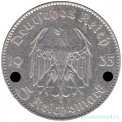 Монета. Германия. Третий Рейх. 5 рейхсмарок 1935 год. Монетный двор - Мюльденхюттен (Е). Кирха.