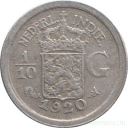 Монета. Нидерландская Ост-Индия. 1/10 гульдена 1920 год.