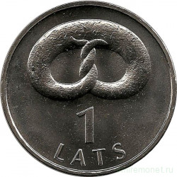 Монета. Латвия. 1 лат 2005 год. Крендель.