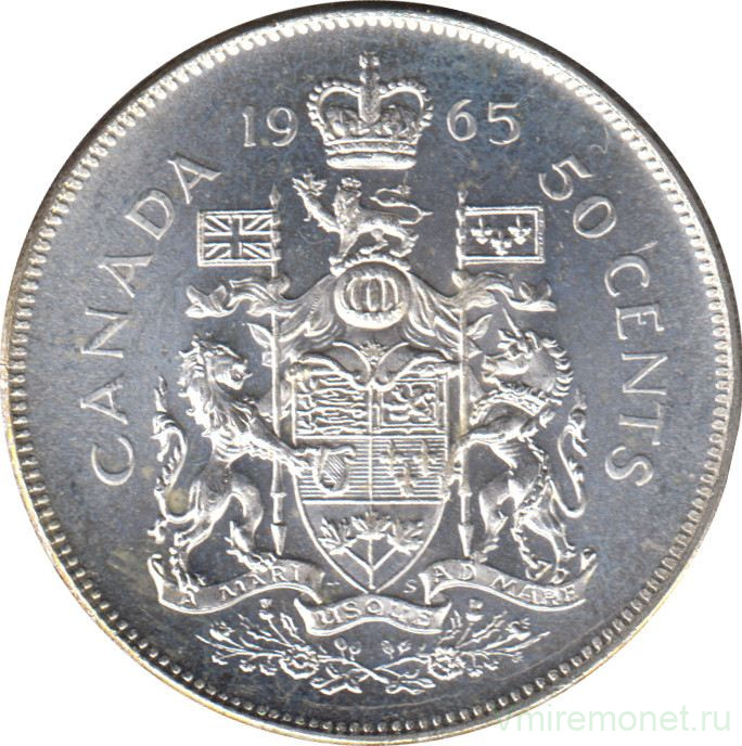 Монета. Канада. 50 центов 1965 год.