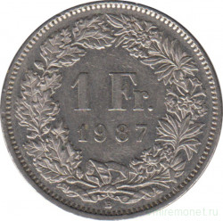 Монета. Швейцария. 1 франк 1987 год.