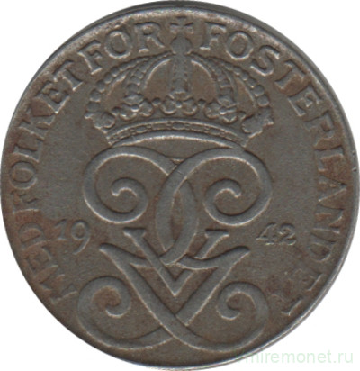 Монета. Швеция. 1 эре 1942 год (железо).