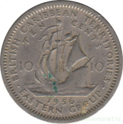 Монета. Британские Восточные Карибские территории. 10 центов 1956 год.