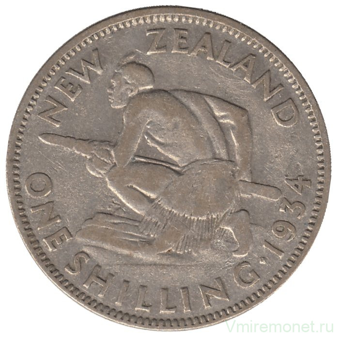 Монета. Новая Зеландия. 1 шиллинг 1934 год.