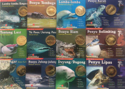 Монета. Малайзия. Набор 12 штук. 25 сен 2006 год. Вымирающие виды морских животных.